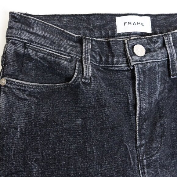 NEW FRAME Le High Straight Jeans Mid Rise Ankle Black Acid Wash Edgey - Picture 8 of 14